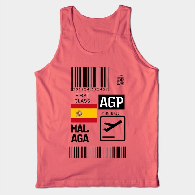 Malaga Spain travel ticket Tank Top by Travellers